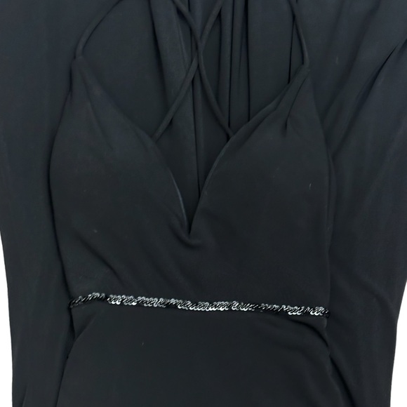 Nina Canacci Plunge V-Neck Crisscross Back Prom Evening Gown Black Size 4 - Picture 14 of 15